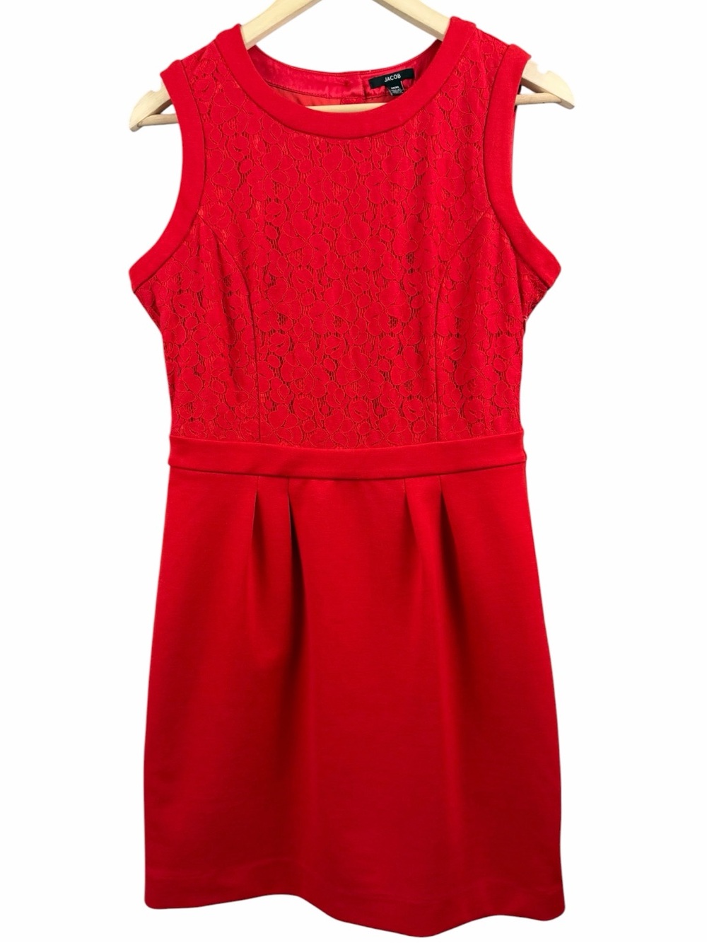 Jacob Red Lace Sleeveless Dress Pleated Size Medium